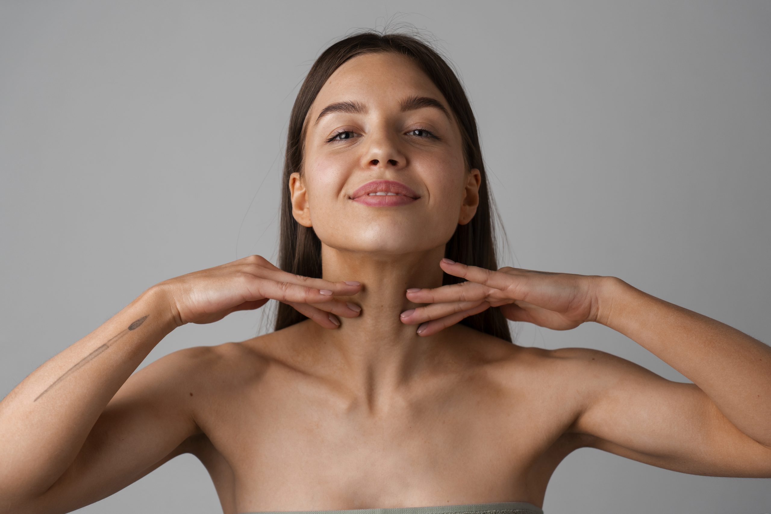 portrait young woman practicing facial yoga youth scaled